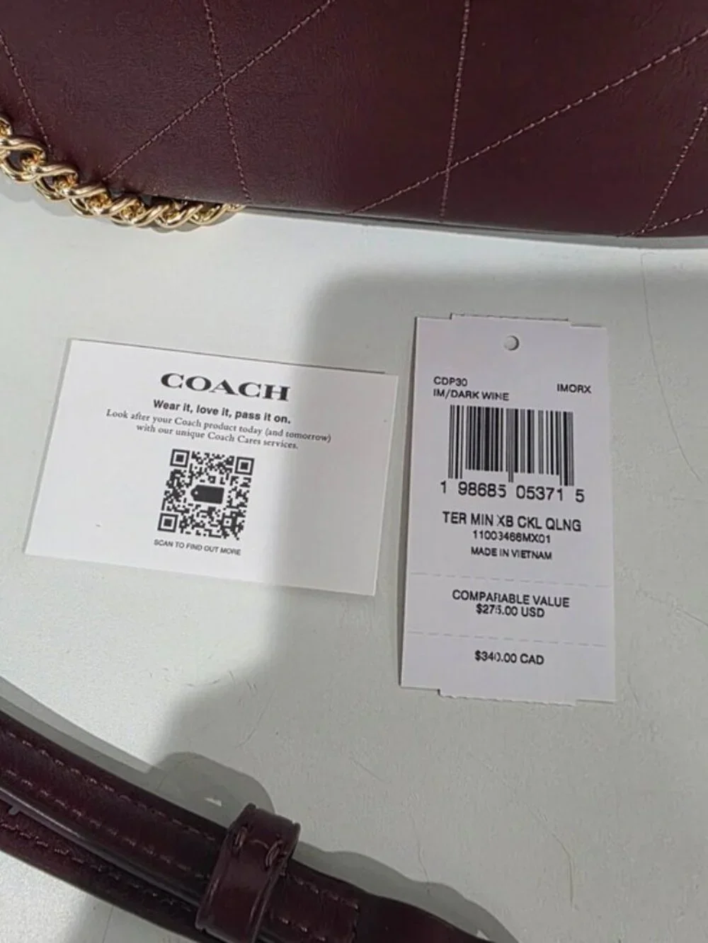 Coach Teri Quilted Shoulder Crossbody Bag